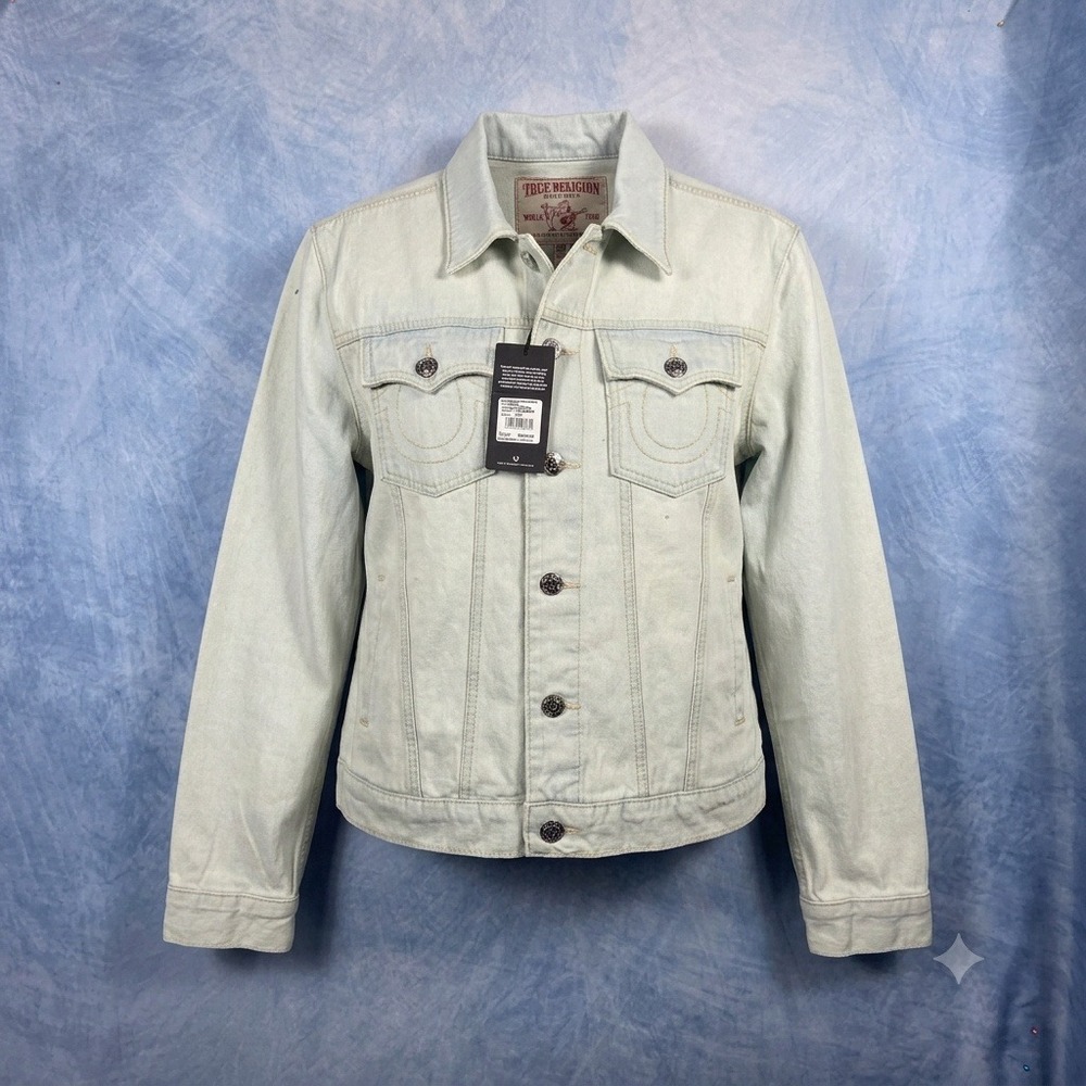 True Religion Jesse SN Trucker Jacket Light Blossom Wash Denim Mens Med